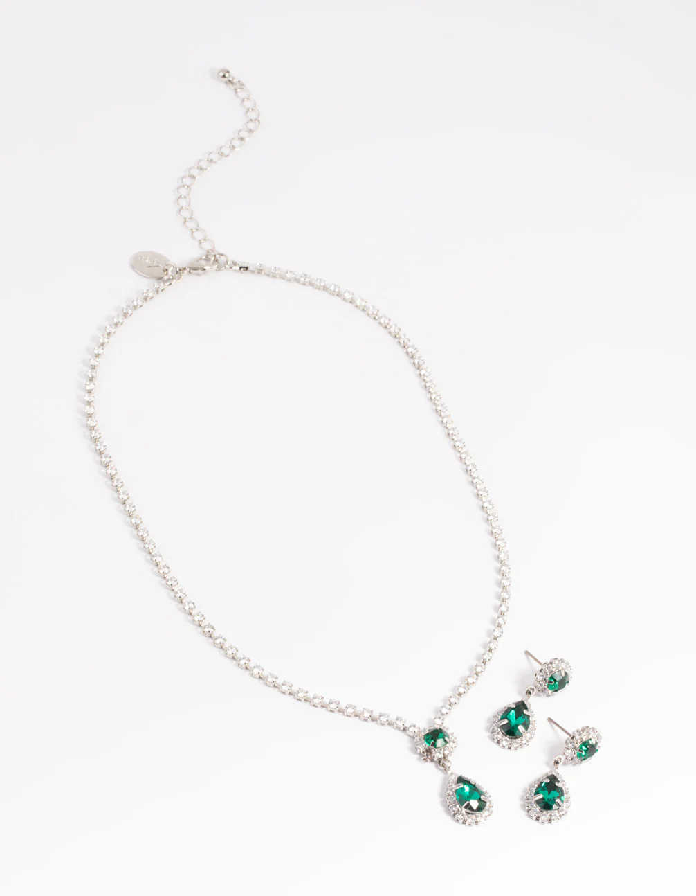 Silver Pear Pendant Necklace & Earrings Set - Image 3