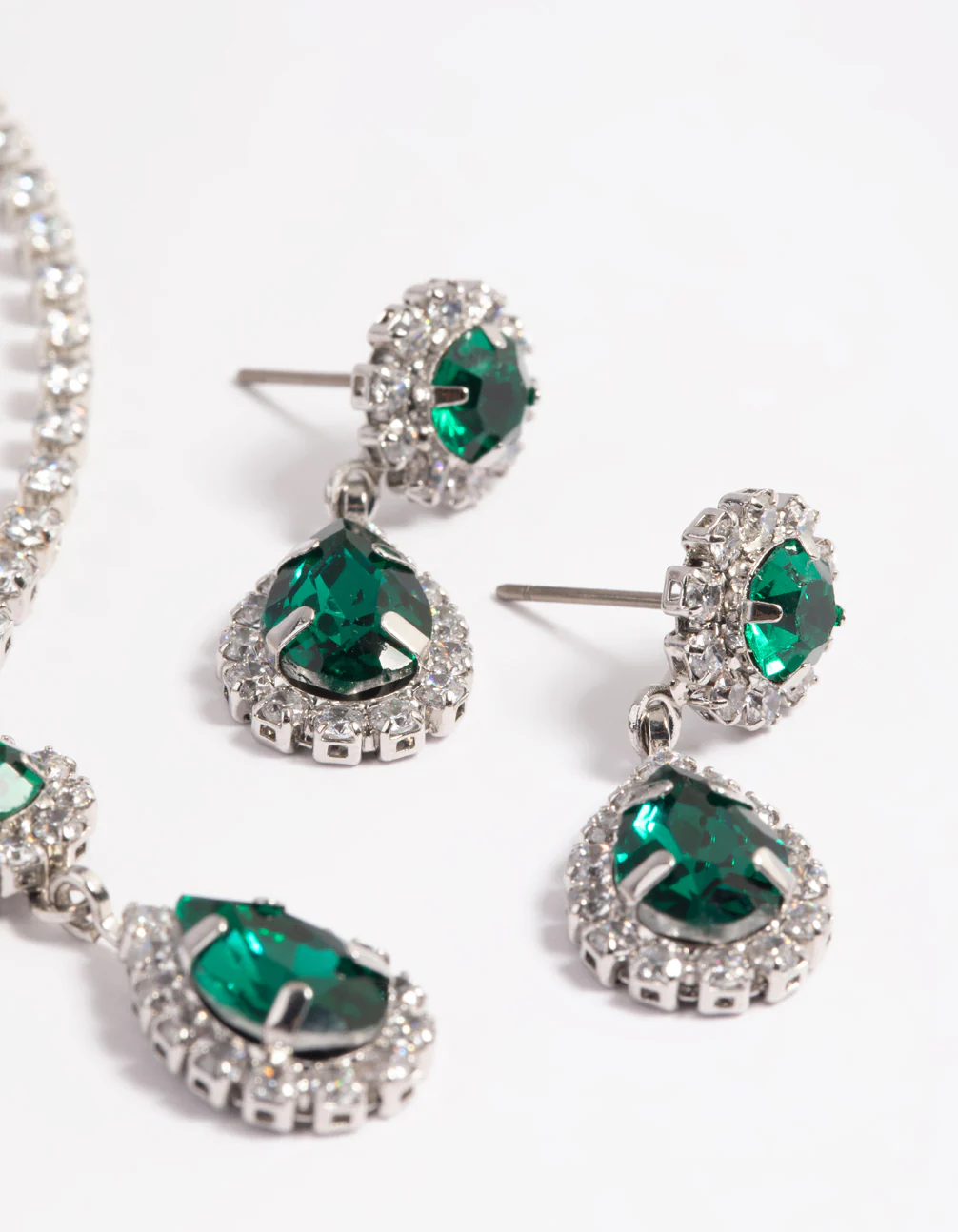 Silver Pear Pendant Necklace & Earrings Set - Image 4