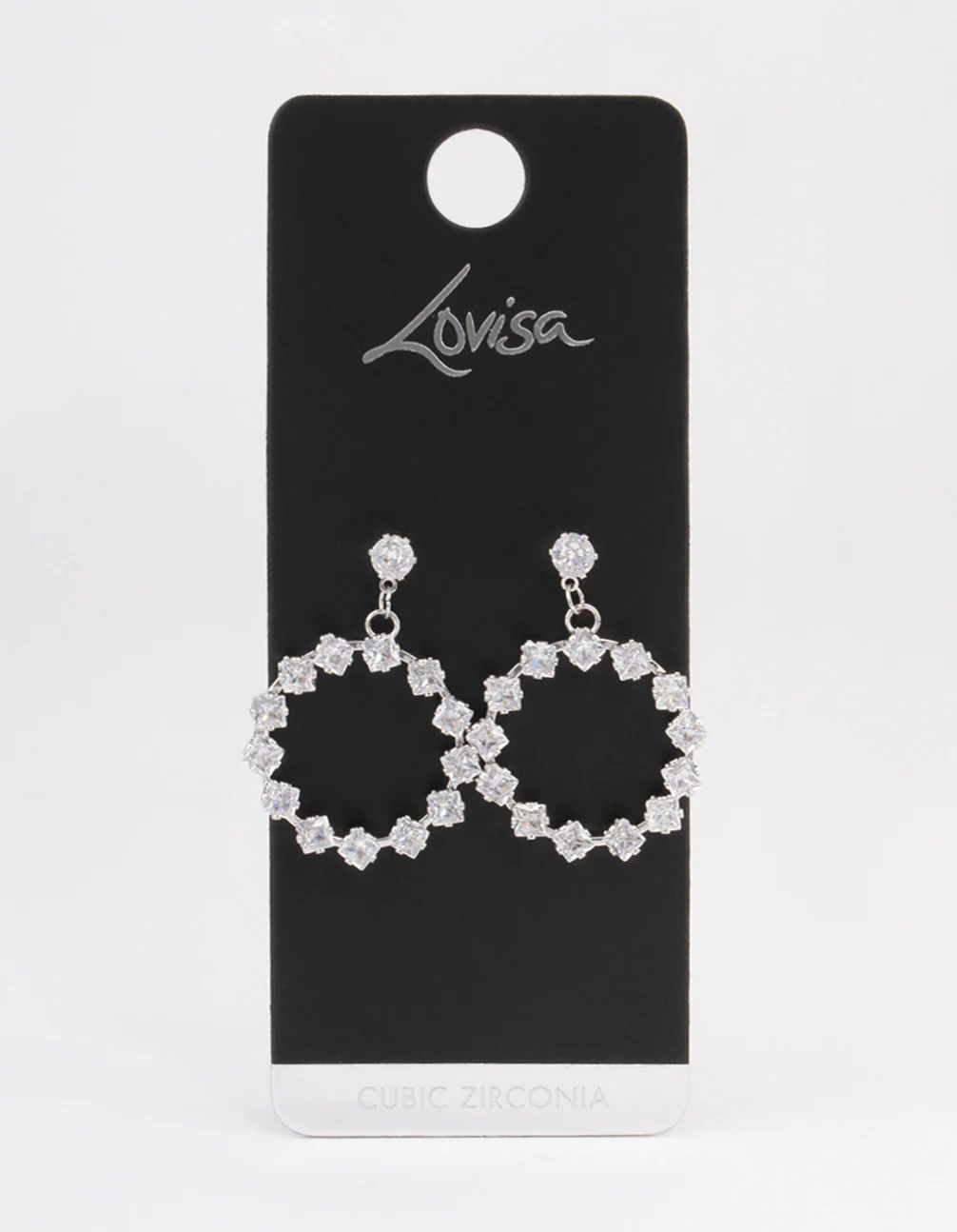 Silver Square Stone Wreath Drop Earrings - Image 3