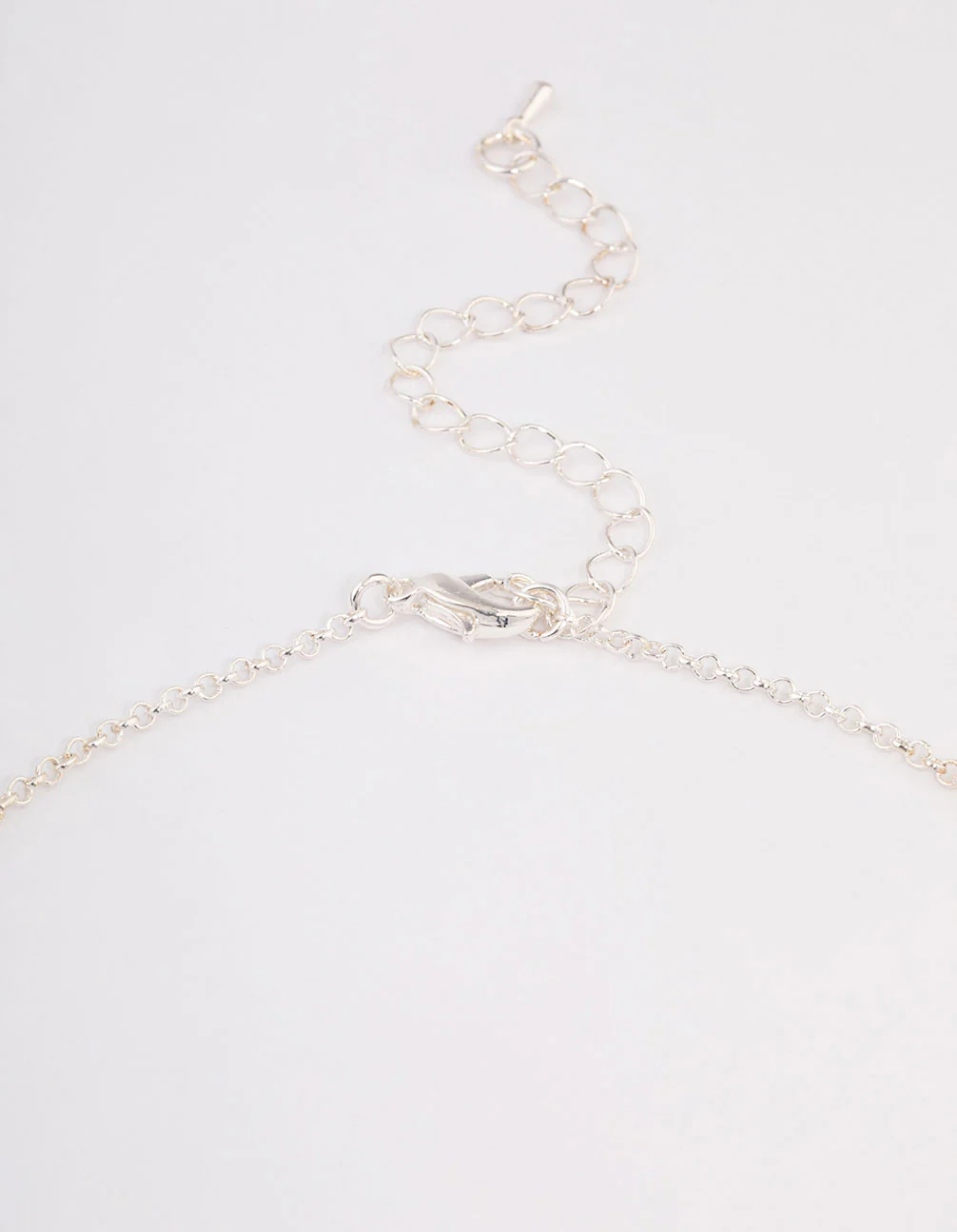 Silver Stone Cubic Zirconia Pendant Station Necklace - Image 3