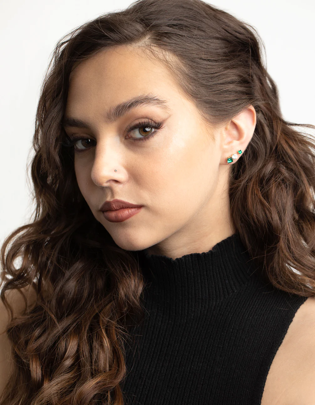 Gold Circle Square Stud Earrings 6-Pack - Image 5
