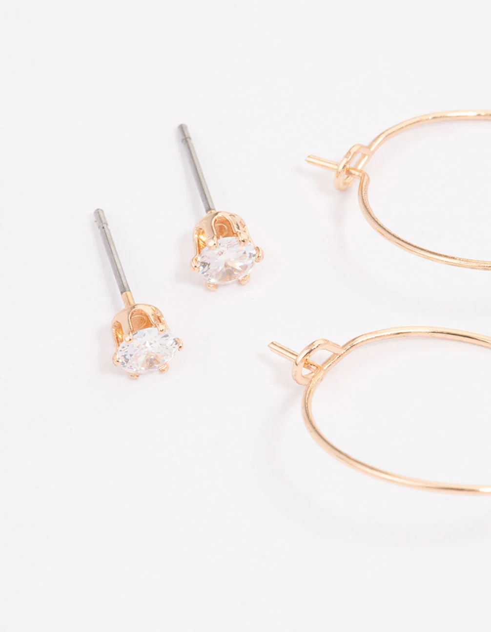 Gold Cubic Zirconia Multi Stud Earrings Pack - Image 2