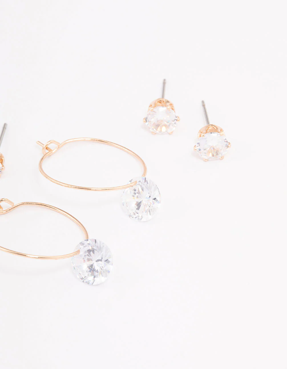 Gold Cubic Zirconia Multi Stud Earrings Pack - Image 3