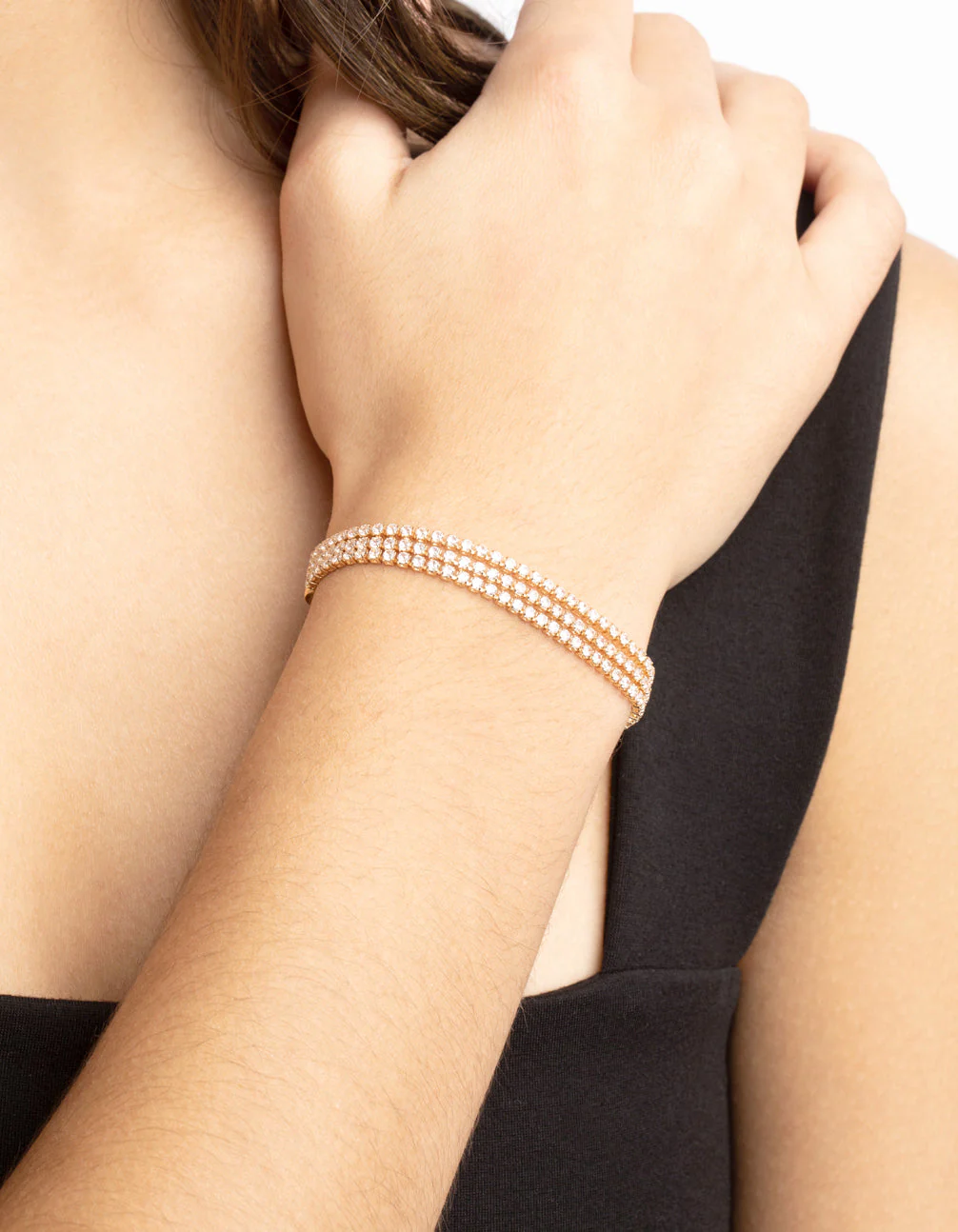 Gold Cubic Zirconia Toggle Tennis Bracelet - Image 2