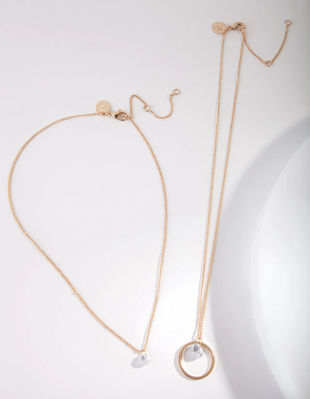Gold Cubic Zirconia Circle Row Necklace - Image 2