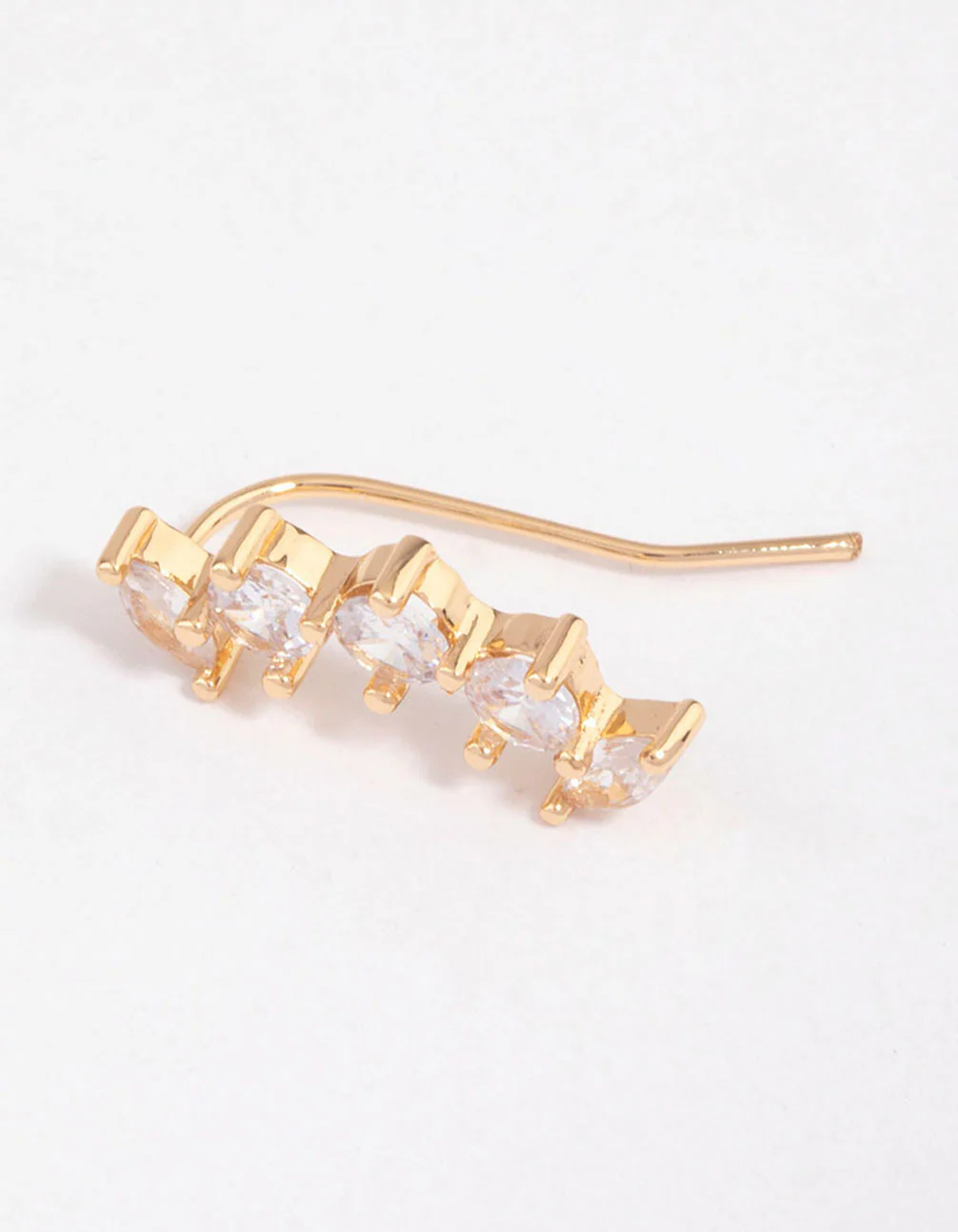 Gold Cubic Zirconia Circle & Navette Crawler Earrings - Image 3