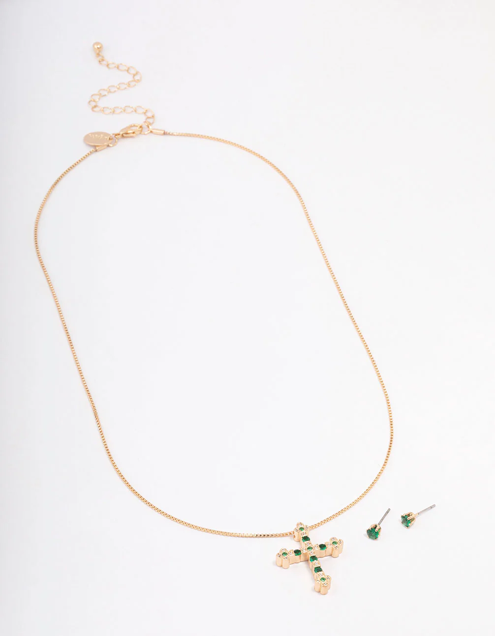 Gold Cubic Zirconia Cross Pendant Jewellery Set - Image 2