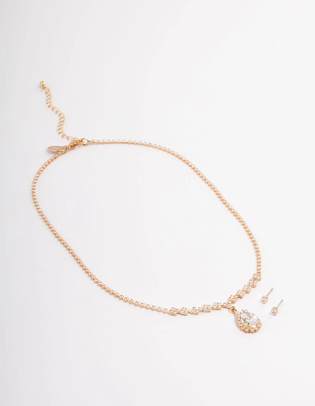 Gold Cubic Zirconia Diamond Necklace Set - Image 2