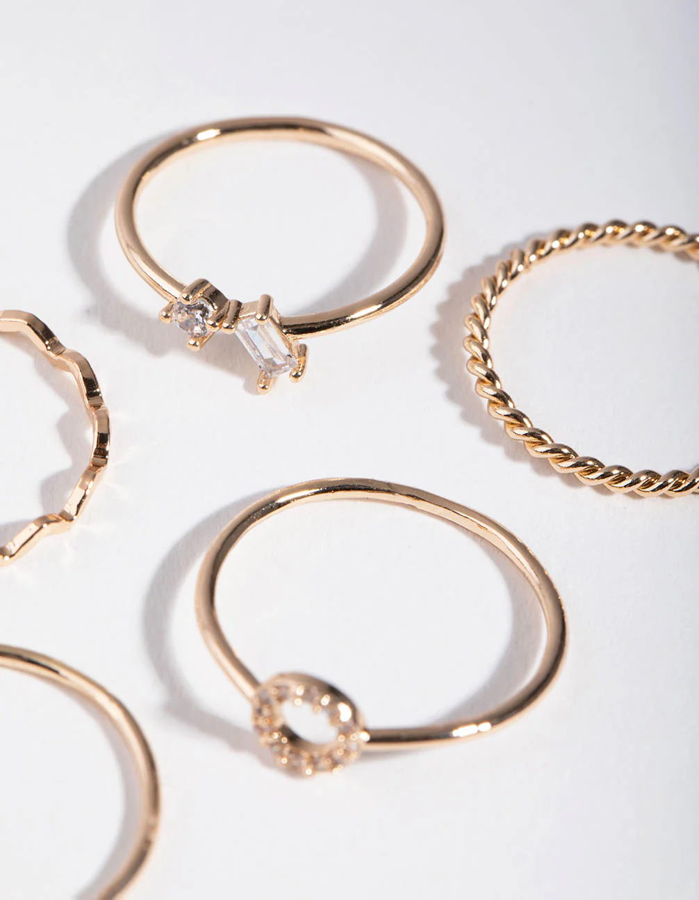 Gold Cubic Zirconia Geometric Mix 5-Pack Rings - Image 3