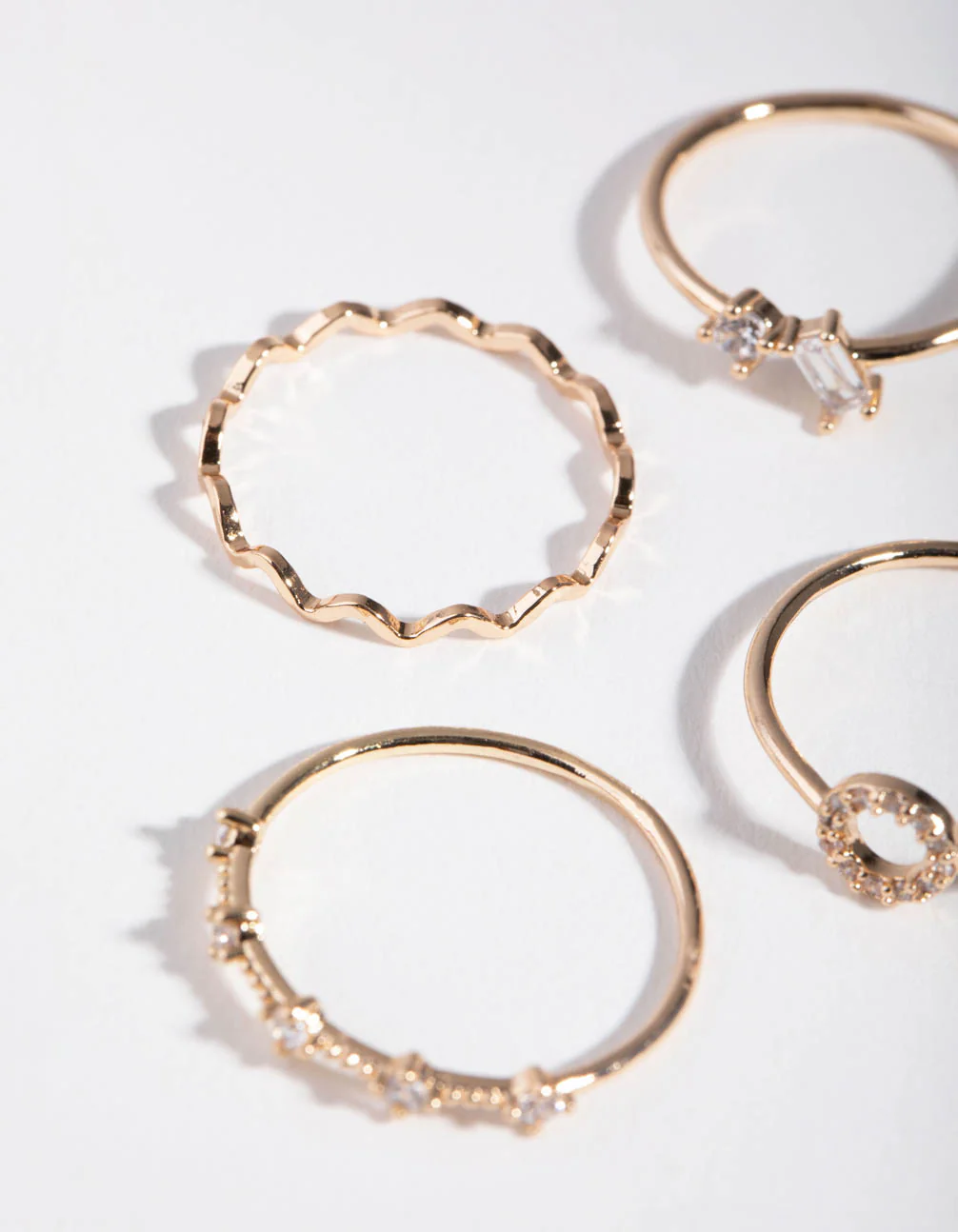Gold Cubic Zirconia Geometric Mix 5-Pack Rings - Image 4