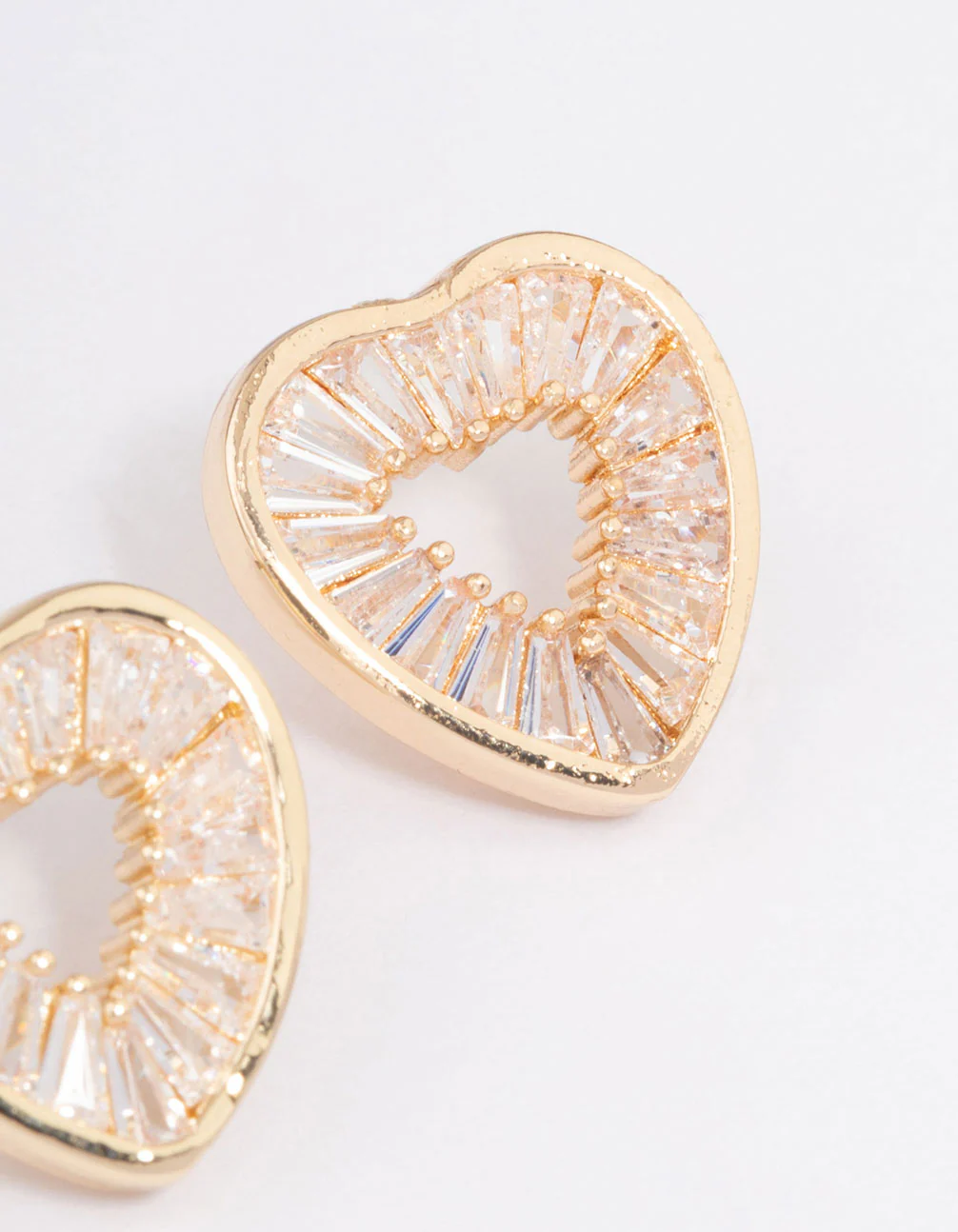 Gold Cubic Zirconia Mini Heart Stud Earrings - Image 3