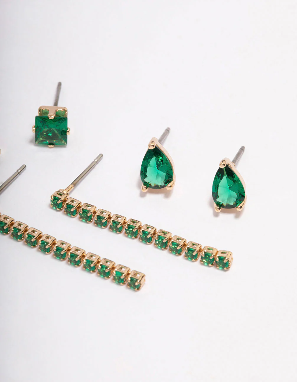 Gold Cubic Zirconia Mixed Stud & Drop Earring 3-Pack - Image 3
