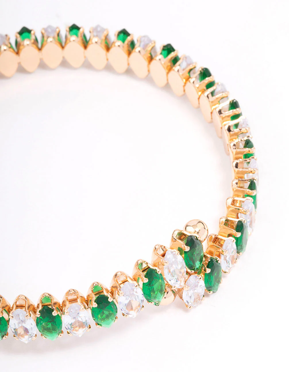 Gold Cubic Zirconia Navette Stone Wrist Cuff - Image 3