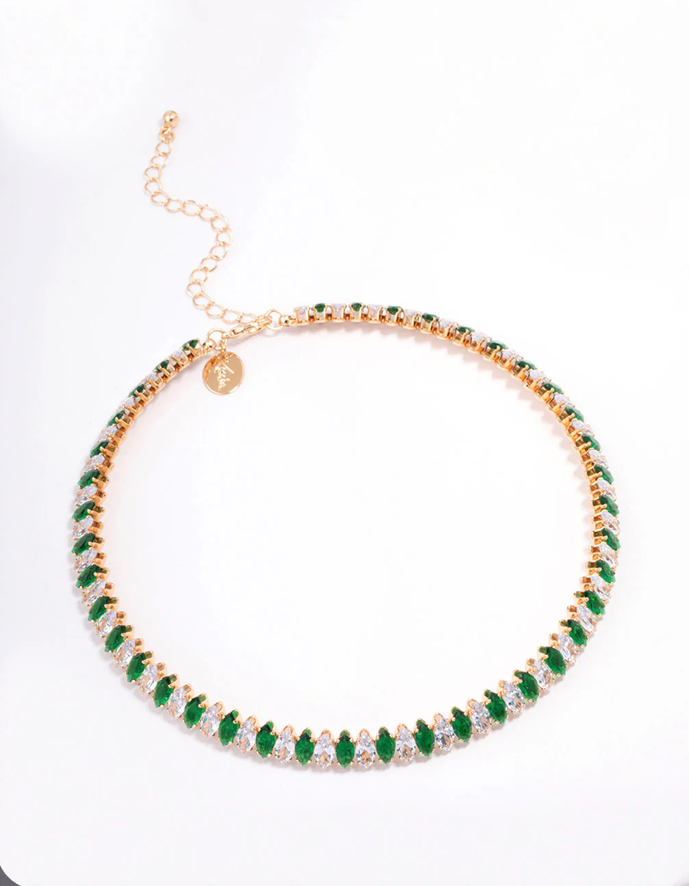 Gold Cubic Zirconia Navette Stone Choker - Image 2
