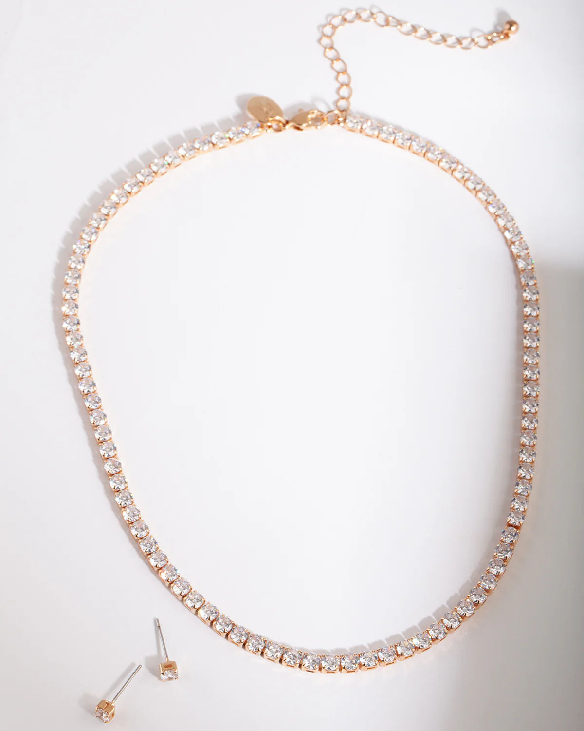 Gold Cubic Zirconia Diamante Necklace Earrings Set - Image 2