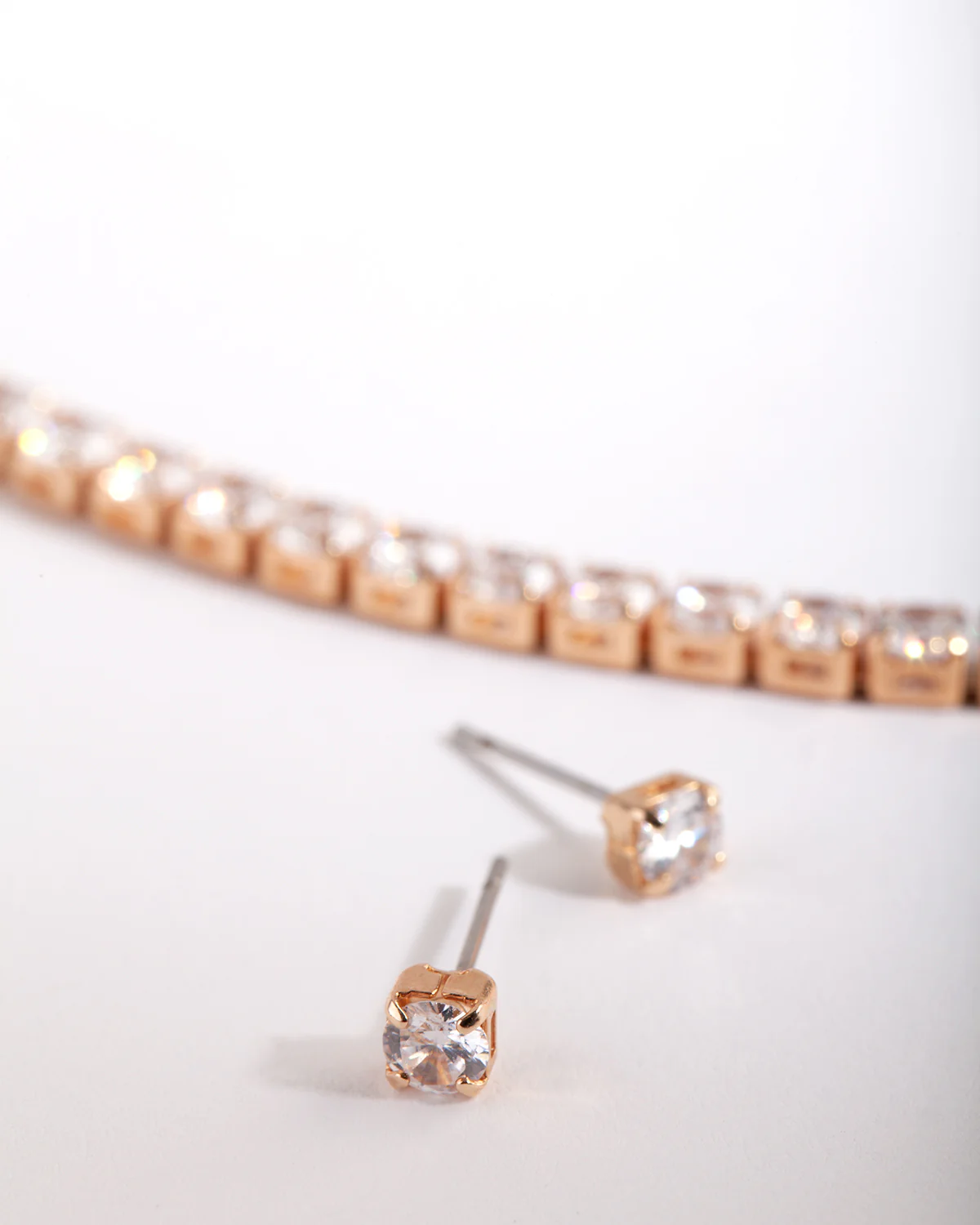 Gold Cubic Zirconia Diamante Necklace Earrings Set - Image 3