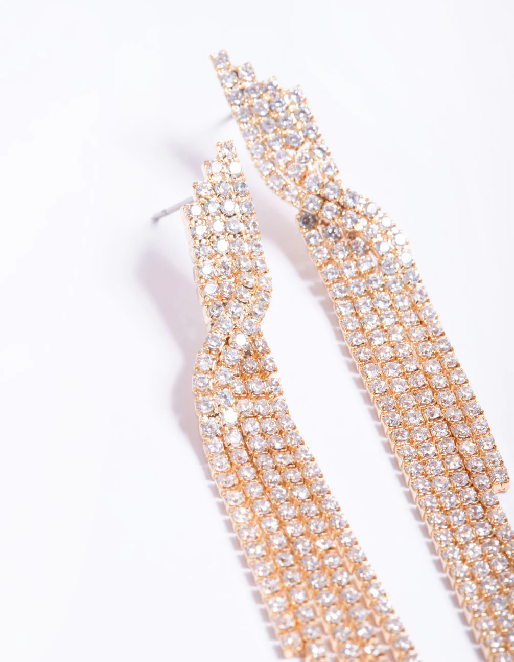 Cubic Zirconia Strand Twist Drop Earrings - Image 2