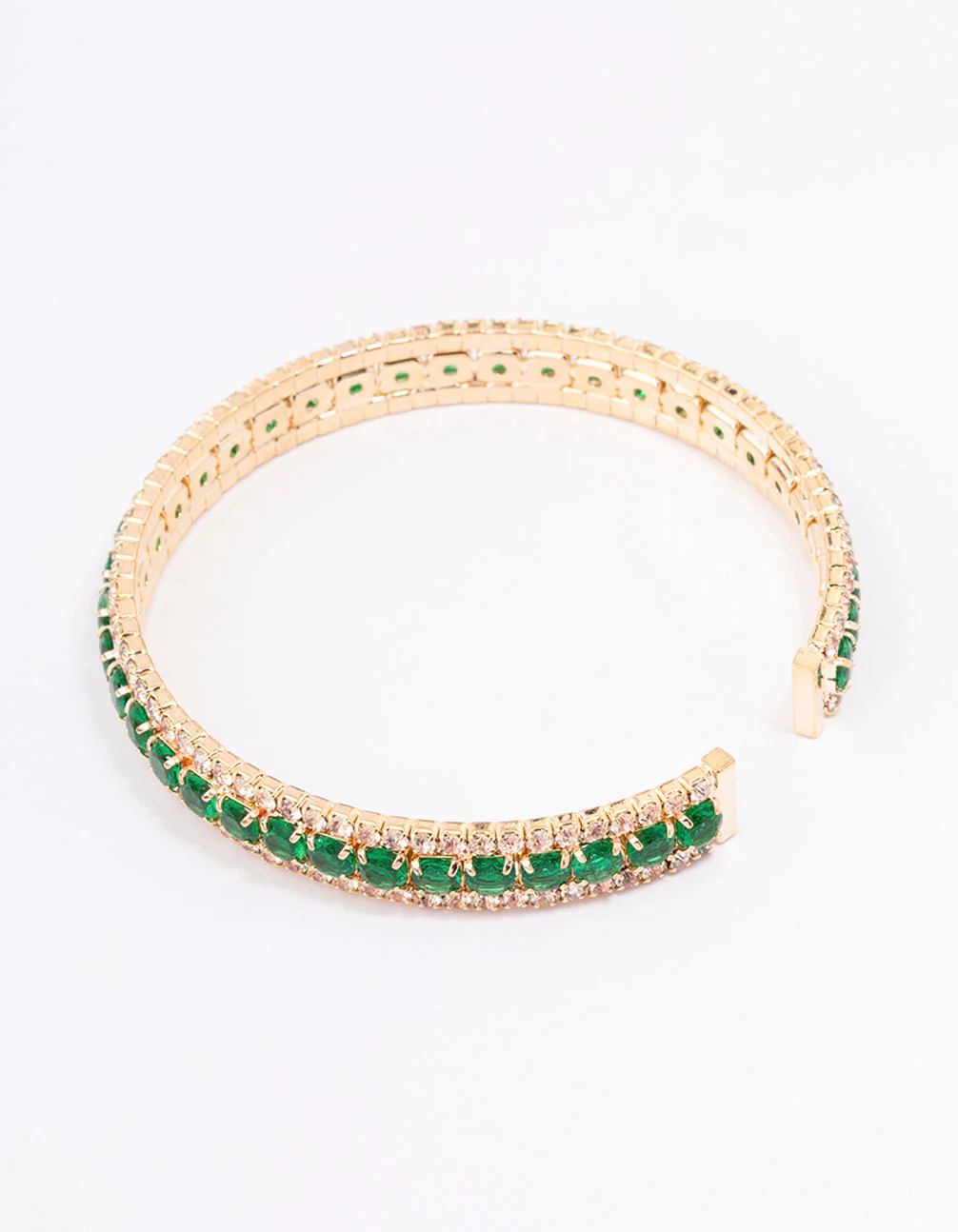 Gold Diamante Emerald Wrist Cuff - Image 3