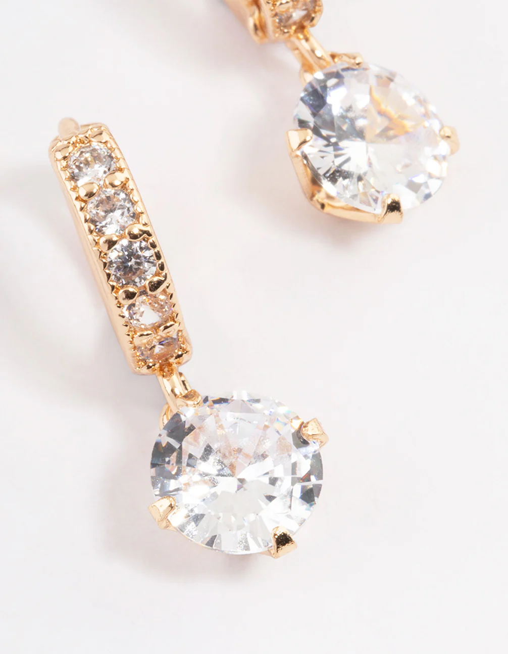 Gold Diamante Huggie Teardrop Earrings - Image 2