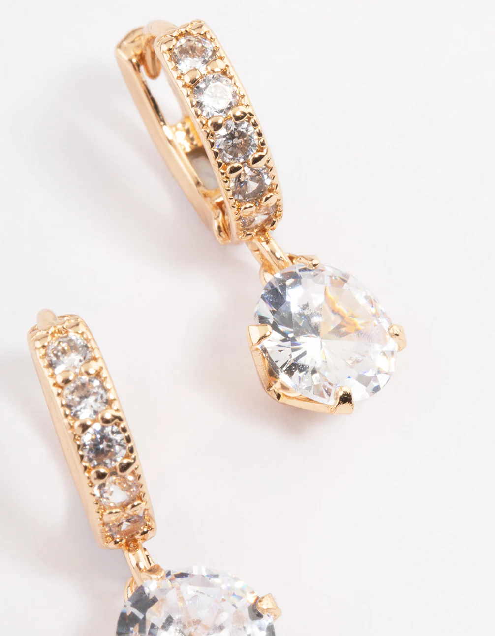 Gold Diamante Huggie Teardrop Earrings - Image 3
