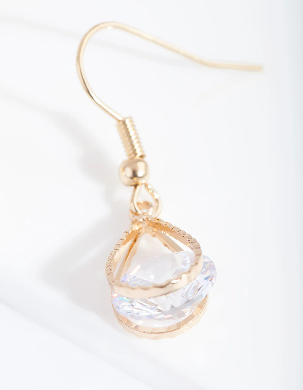 Gold Cubic Zirconia Diamante Teardrop Earrings - Image 3