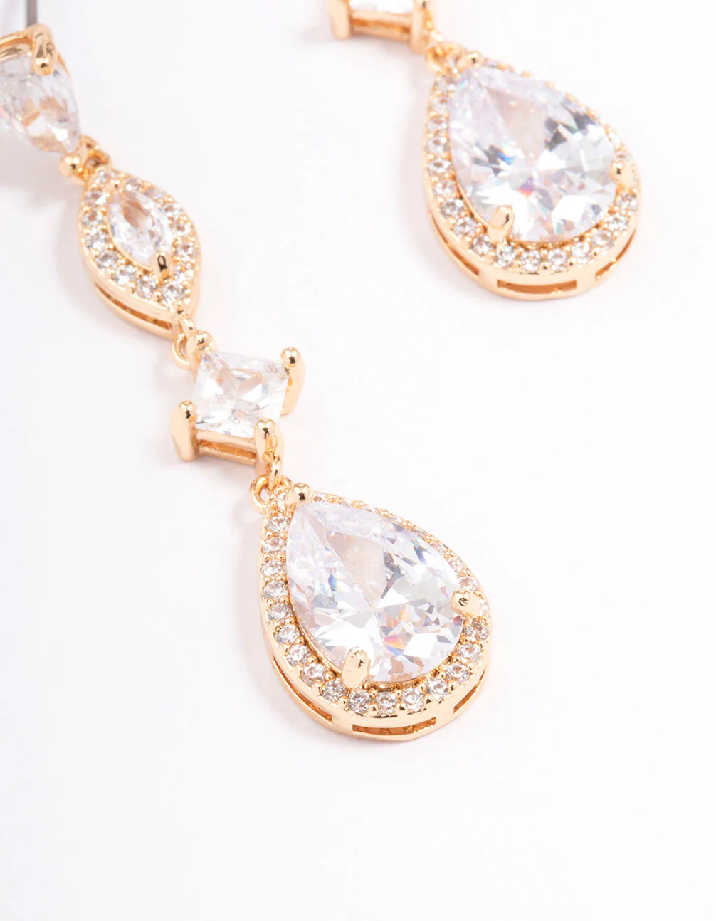 Gold Elegant Pear Drop Earrings - Image 2