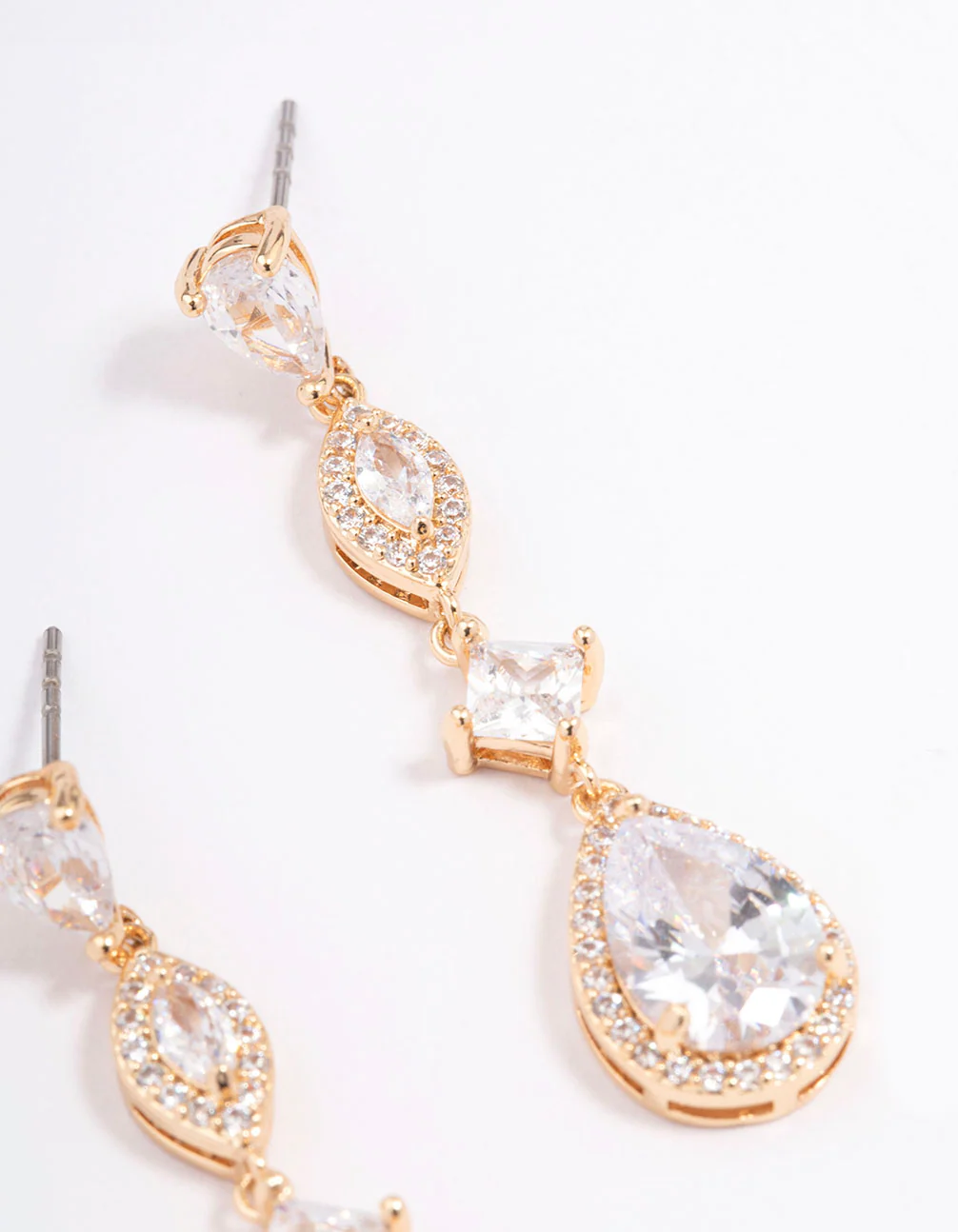 Gold Elegant Pear Drop Earrings - Image 3