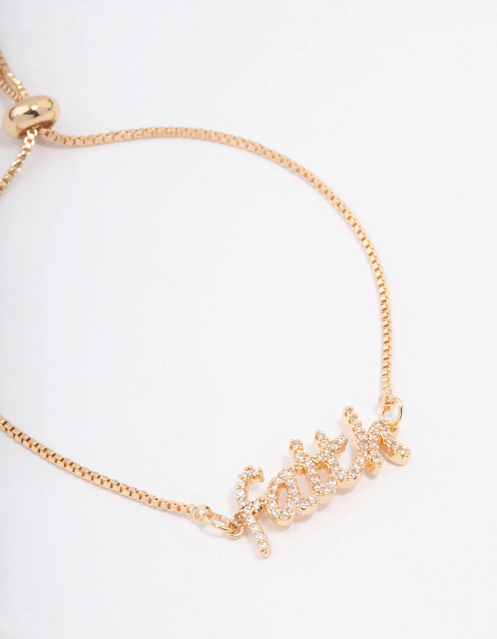 Gold Faith Script Toggle Bracelet - Image 2