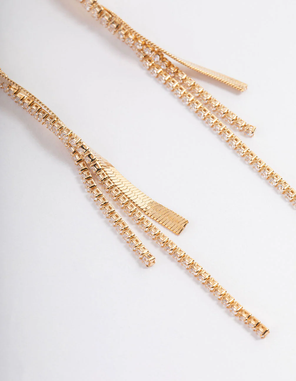 Gold Flat Snake Cupchain Drop Earrings - Image 3