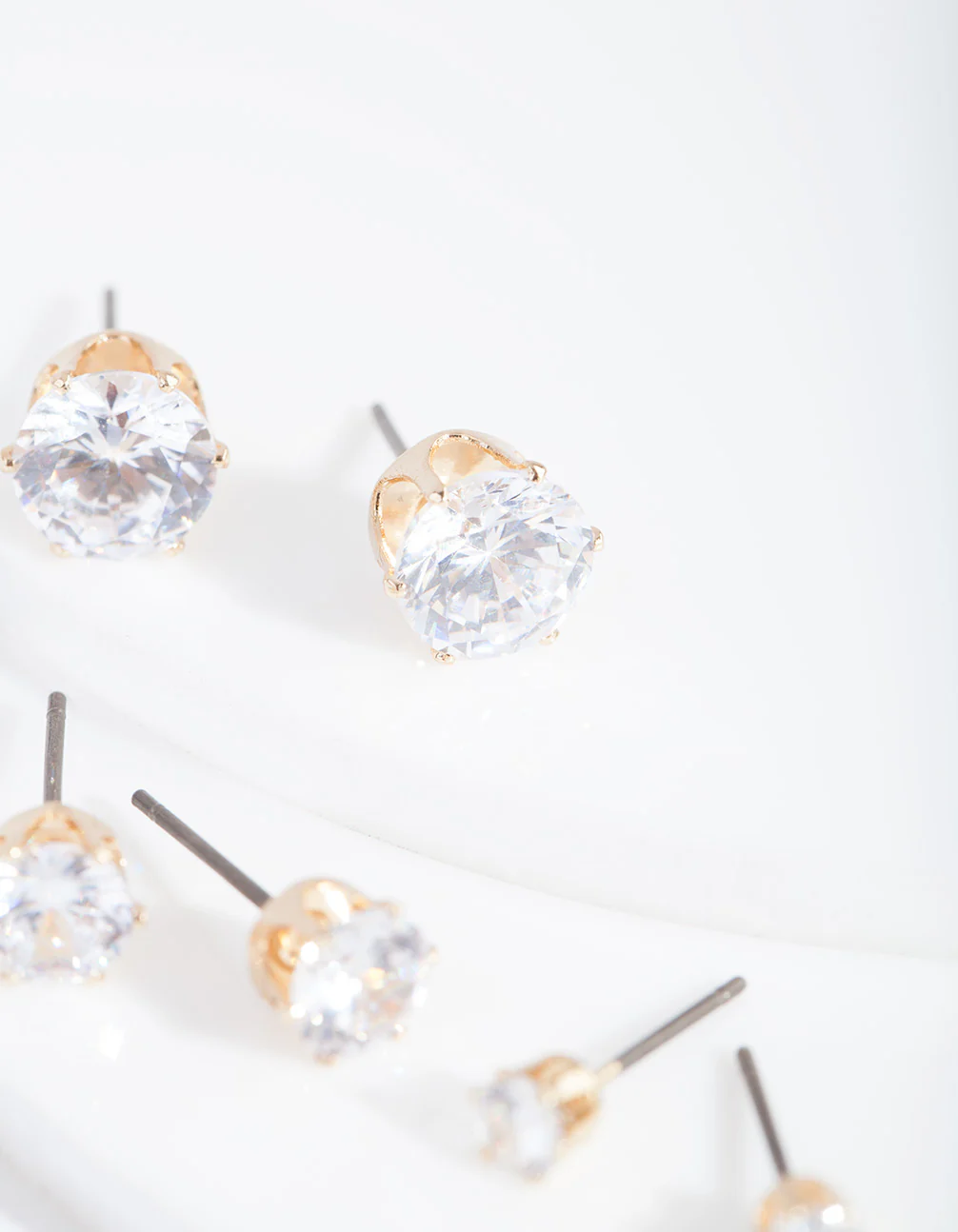 Gold Cubic Zirconia Graduating Stud Earring Pack - Image 3