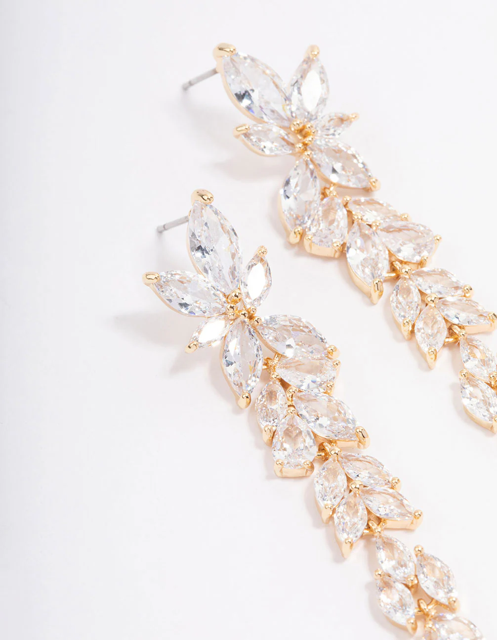 Gold Graduating Cubic Zirconia Drop Earrings - Image 2