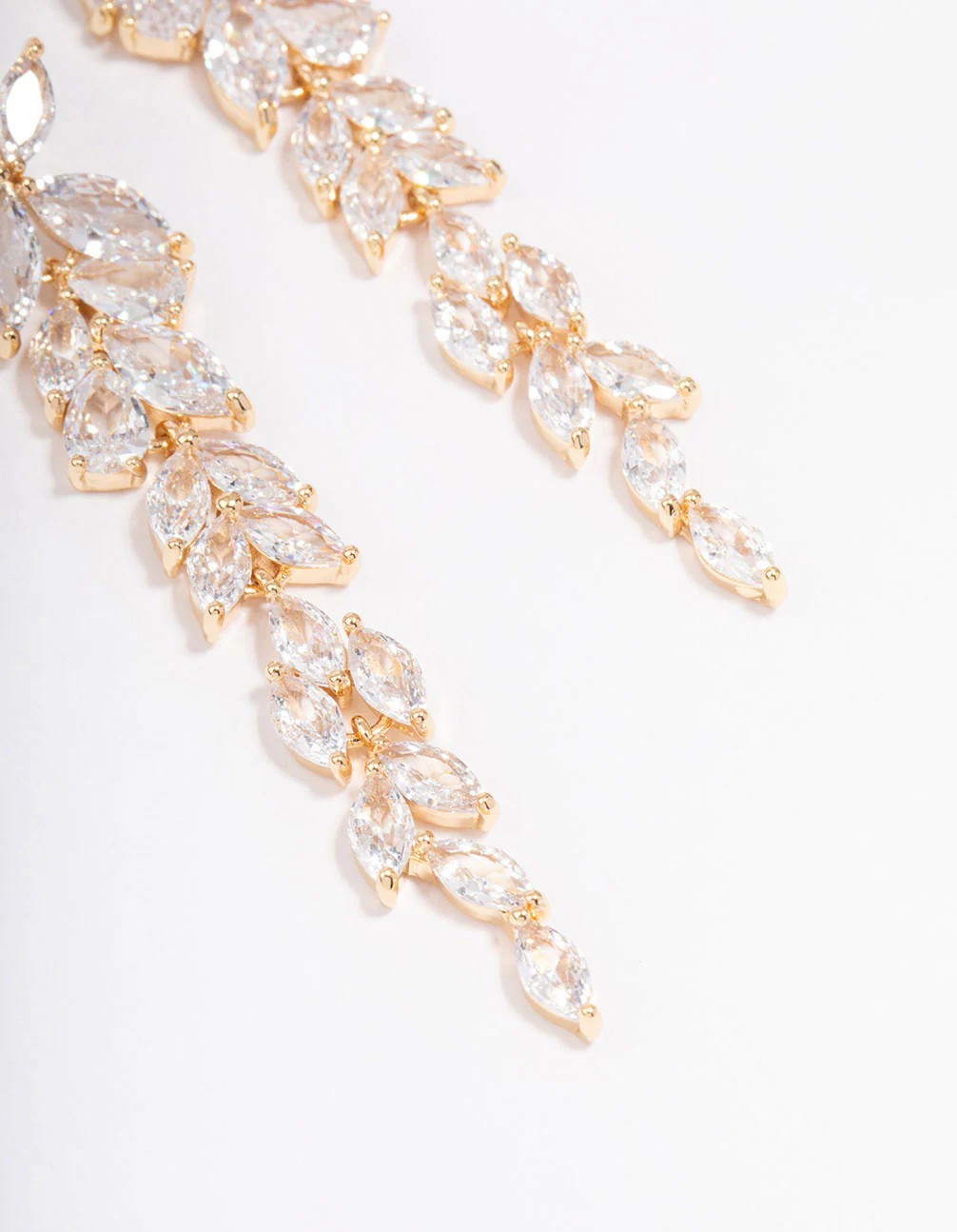 Gold Graduating Cubic Zirconia Drop Earrings - Image 3