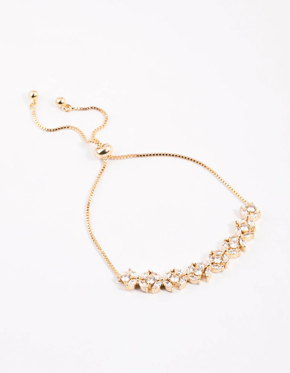 Gold Statement Flower Cubic Zirconia Toggle Bangle - Image 2