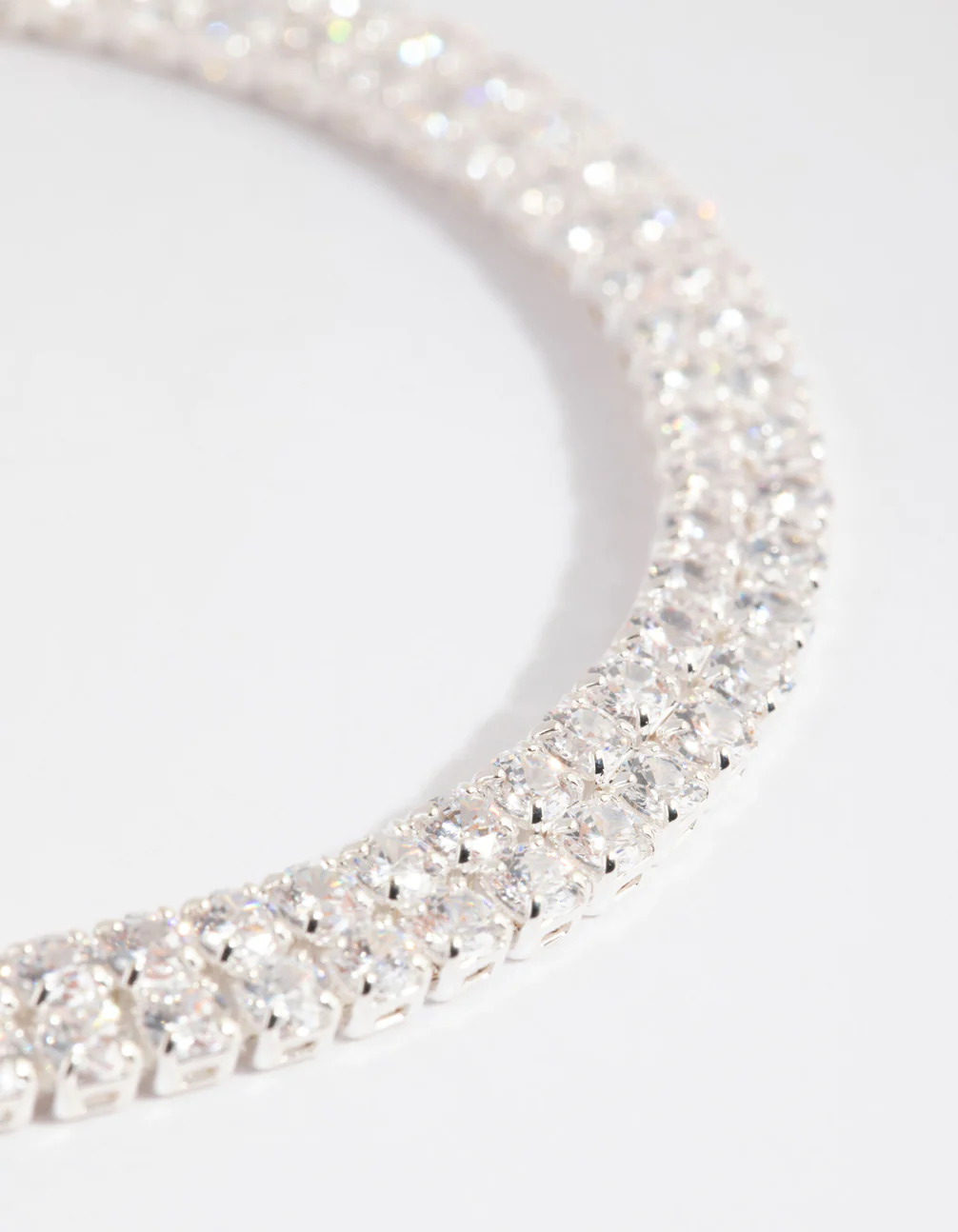 Silver Cubic Zirconia Layered Cup Chain Tennis Bracelet - Image 2