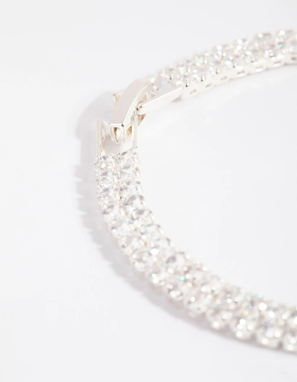 Silver Cubic Zirconia Layered Cup Chain Tennis Bracelet - Image 3