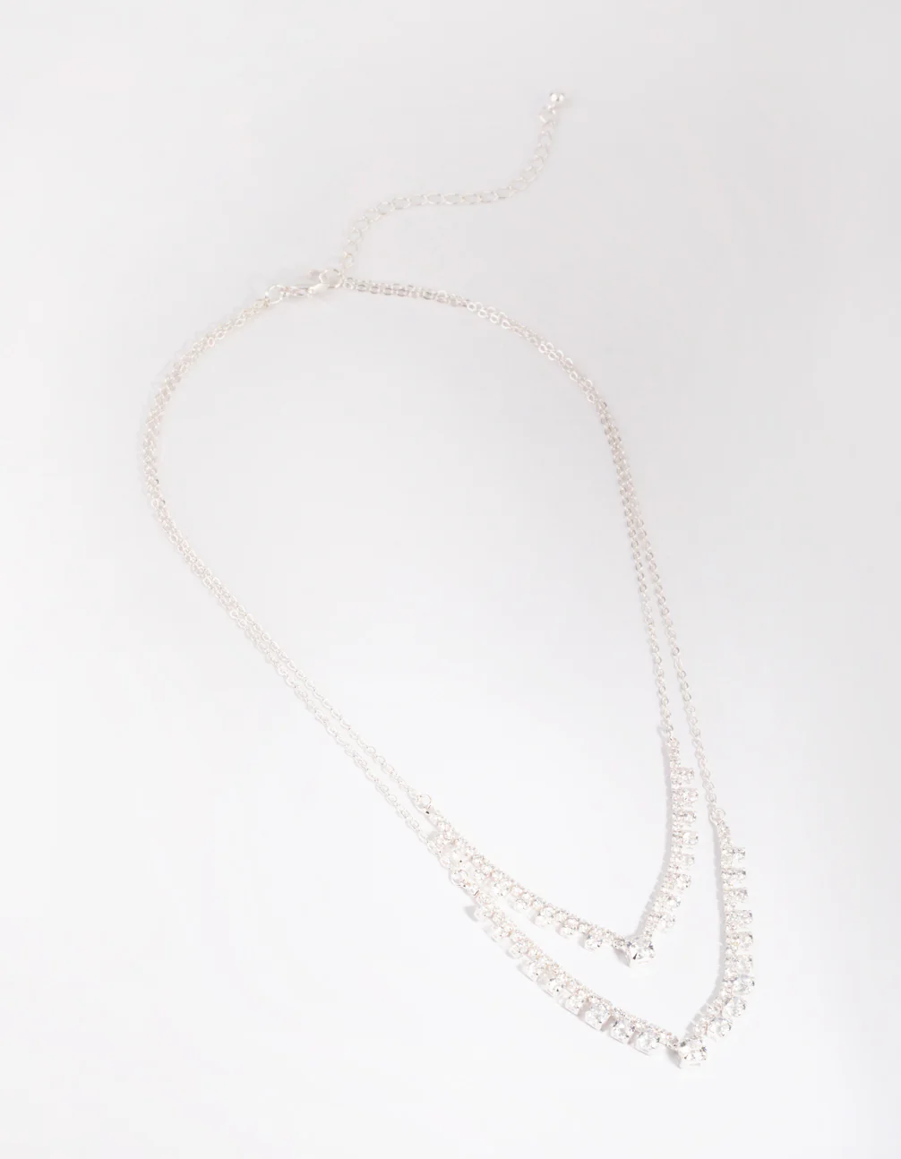 Silver Cubic Zirconia Point Necklace - Image 2
