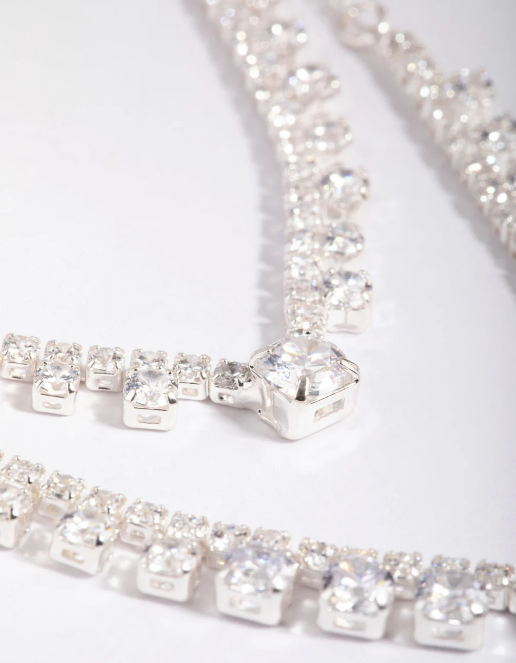 Silver Cubic Zirconia Point Necklace - Image 3