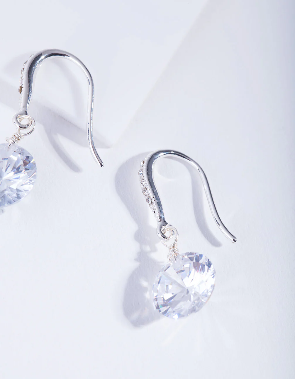 Silver Cubic Zirconia Classic Diamante Drop Earrings - Image 2
