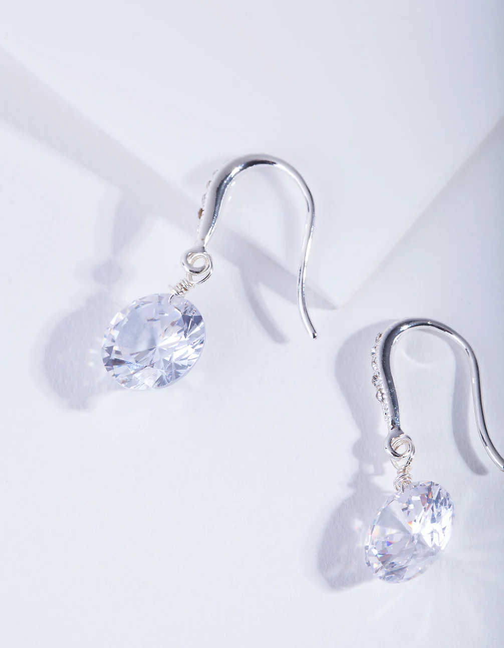 Silver Cubic Zirconia Classic Diamante Drop Earrings - Image 3