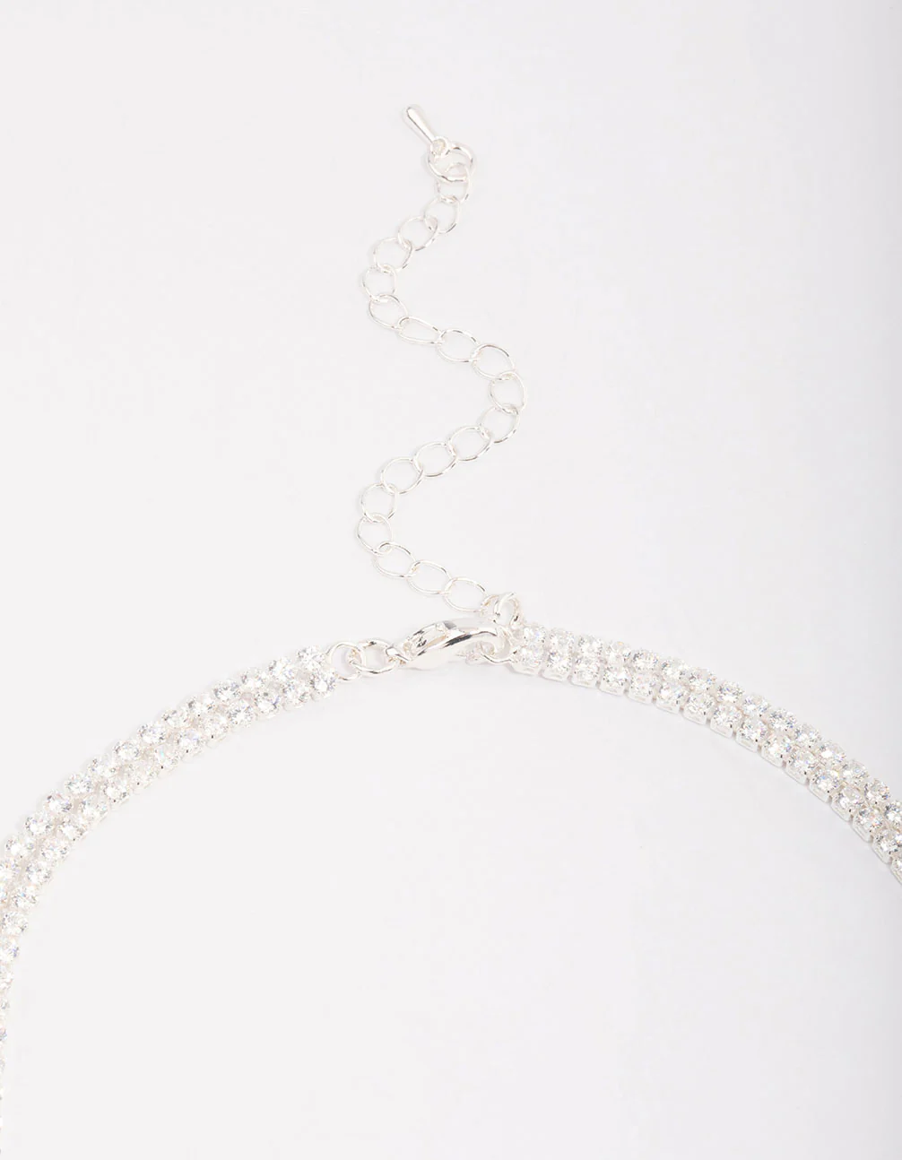 Silver Cubic Zirconia Double Layer Pear Stone Necklace - Image 3