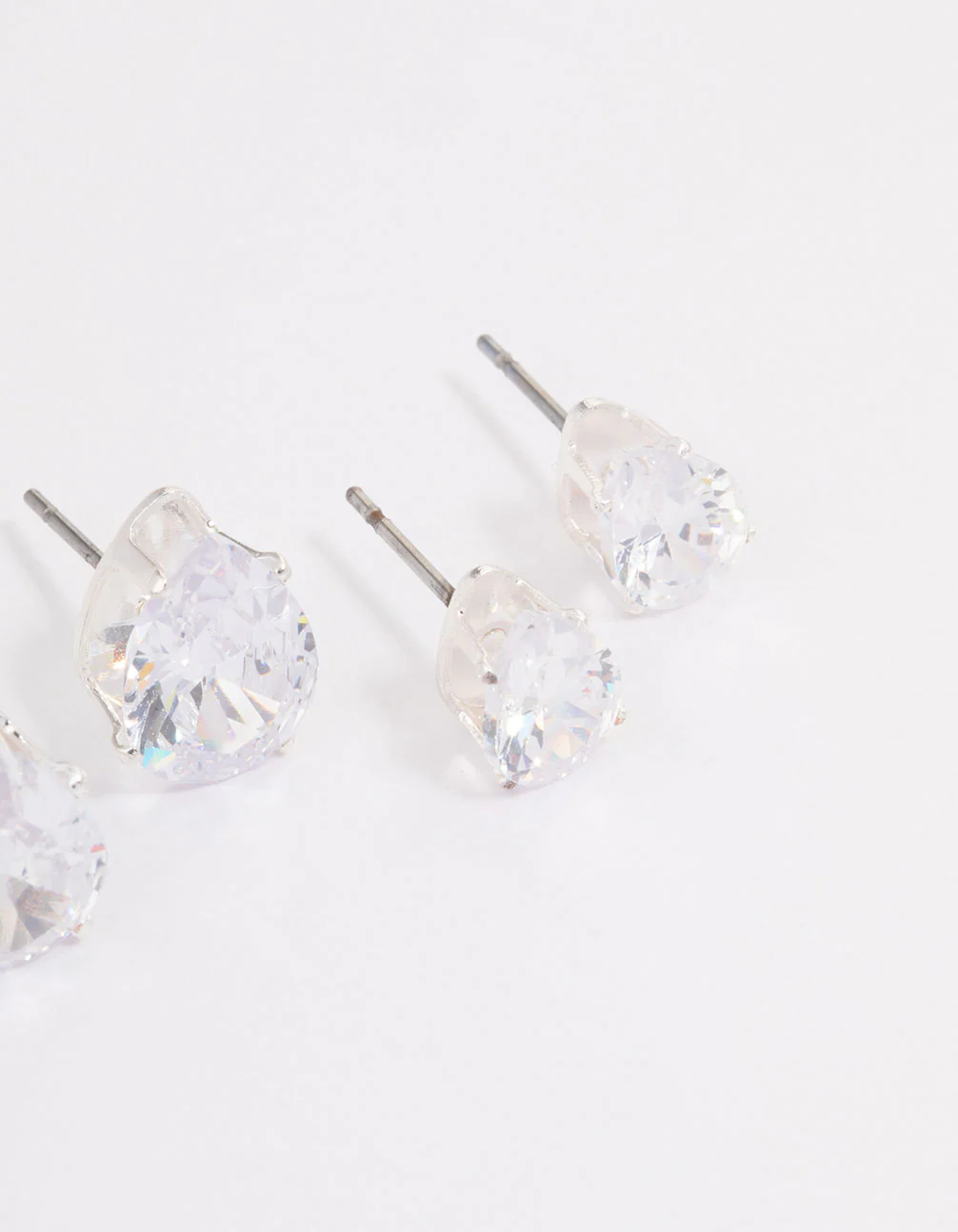 Silver Cubic Zirconia Stud Earrings Pack - Image 3