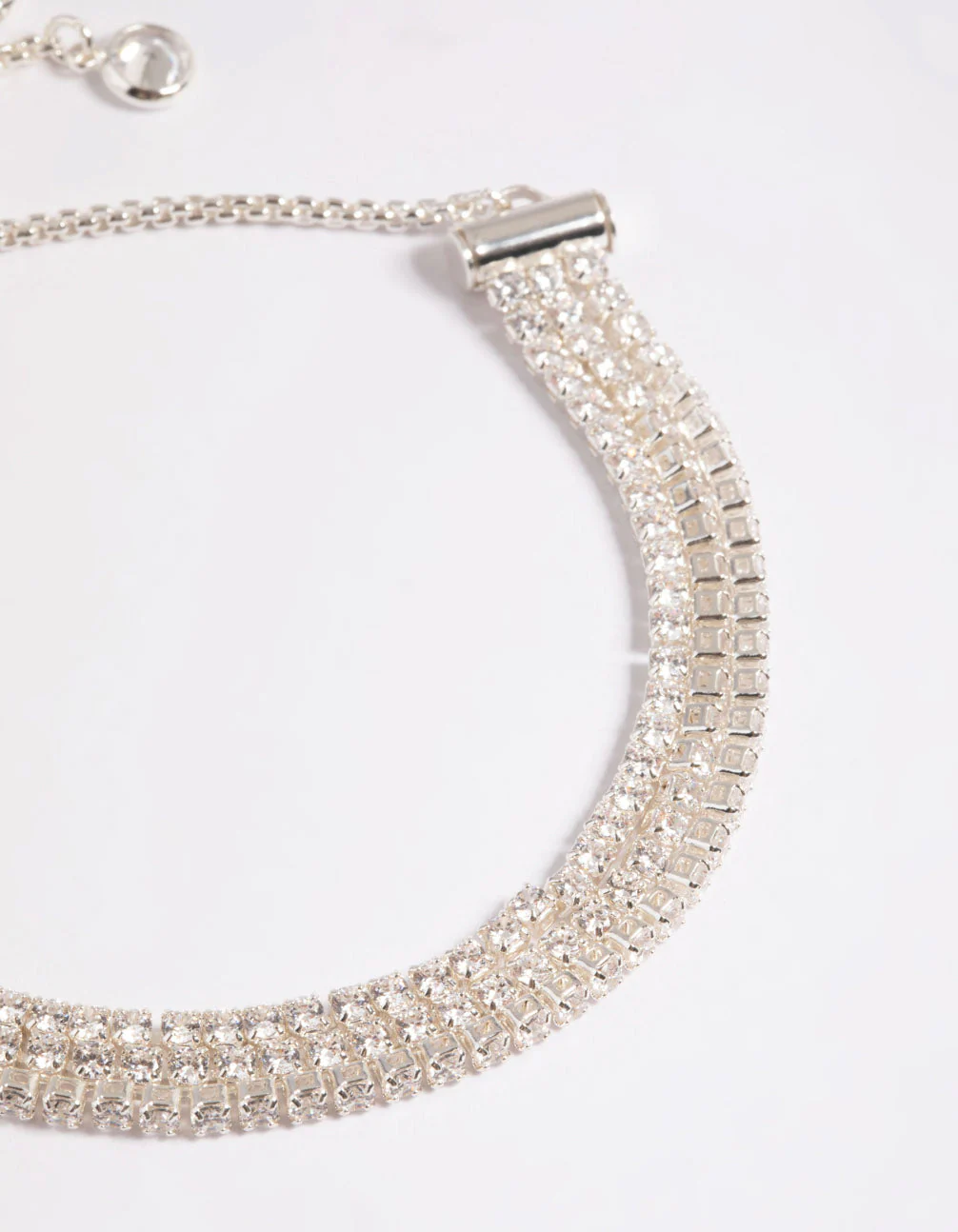 Cubic Zirconia Triple Row Cup Chain Toggle Tennis Bracelet - Image 2