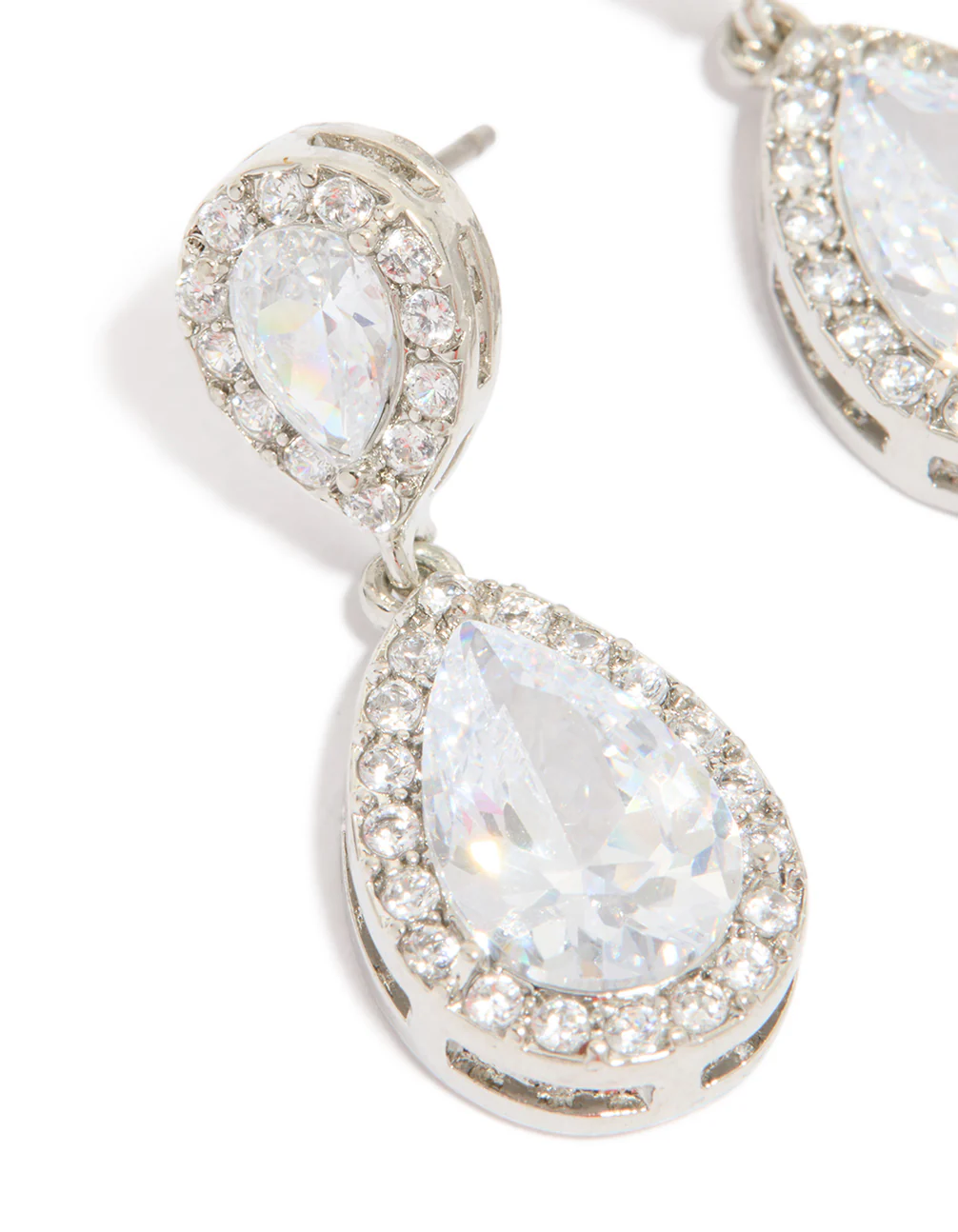 Silver Cubic Zirconia Angelina Drop Earrings - Image 3