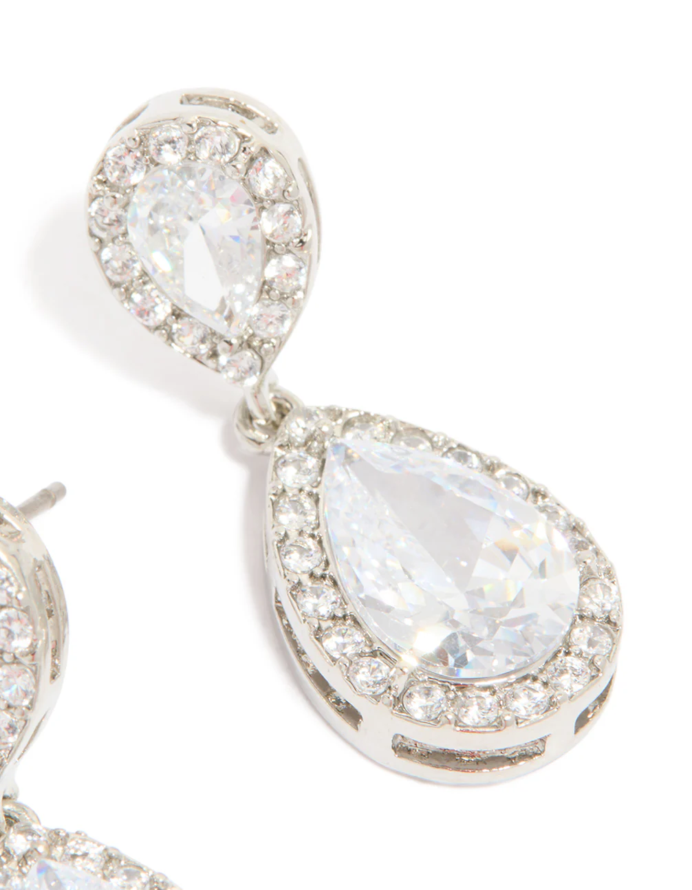Silver Cubic Zirconia Angelina Drop Earrings - Image 4