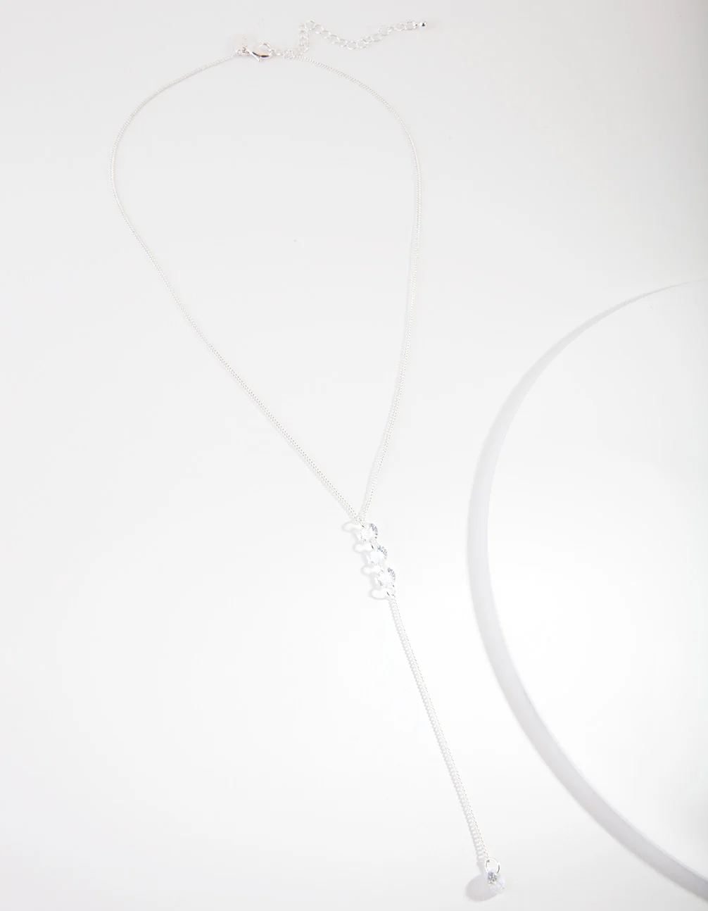 Silver Cubic Zirconia Drop Necklace - Image 2