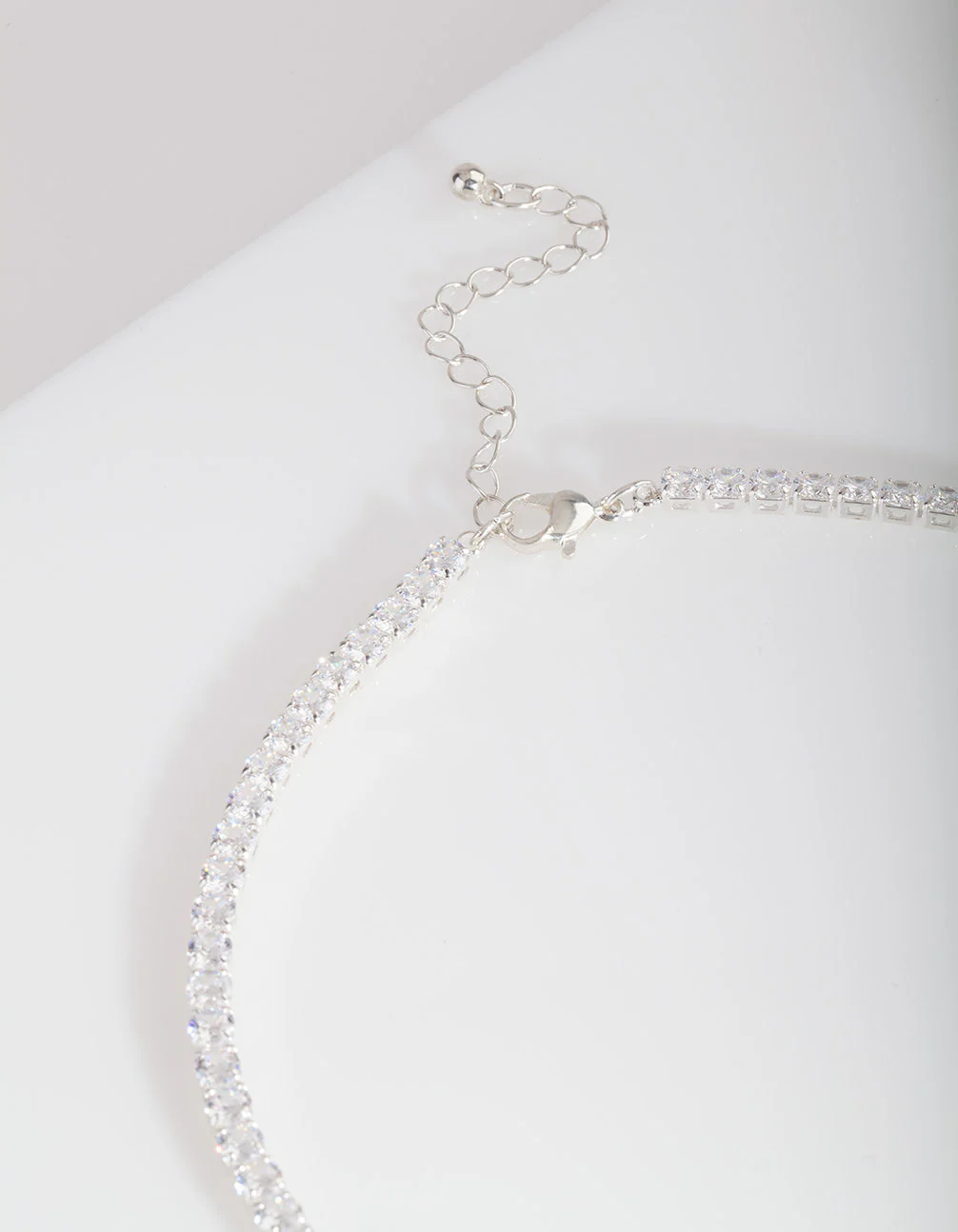 Silver Cubic Zirconia Earrings & Tennis Necklace Set - Image 3