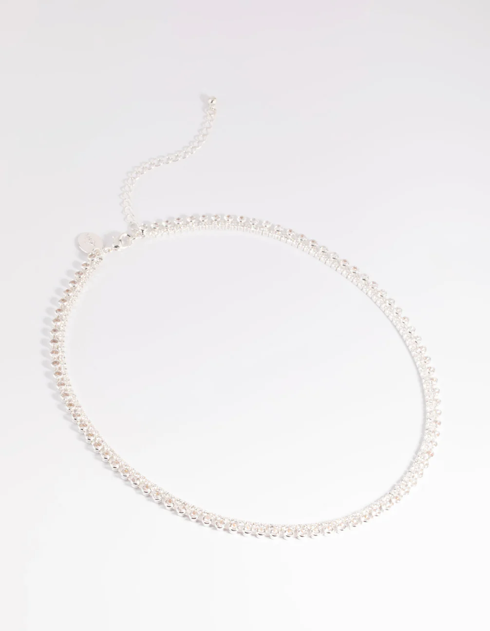 Silver Double Row Tennis Necklace - Image 2