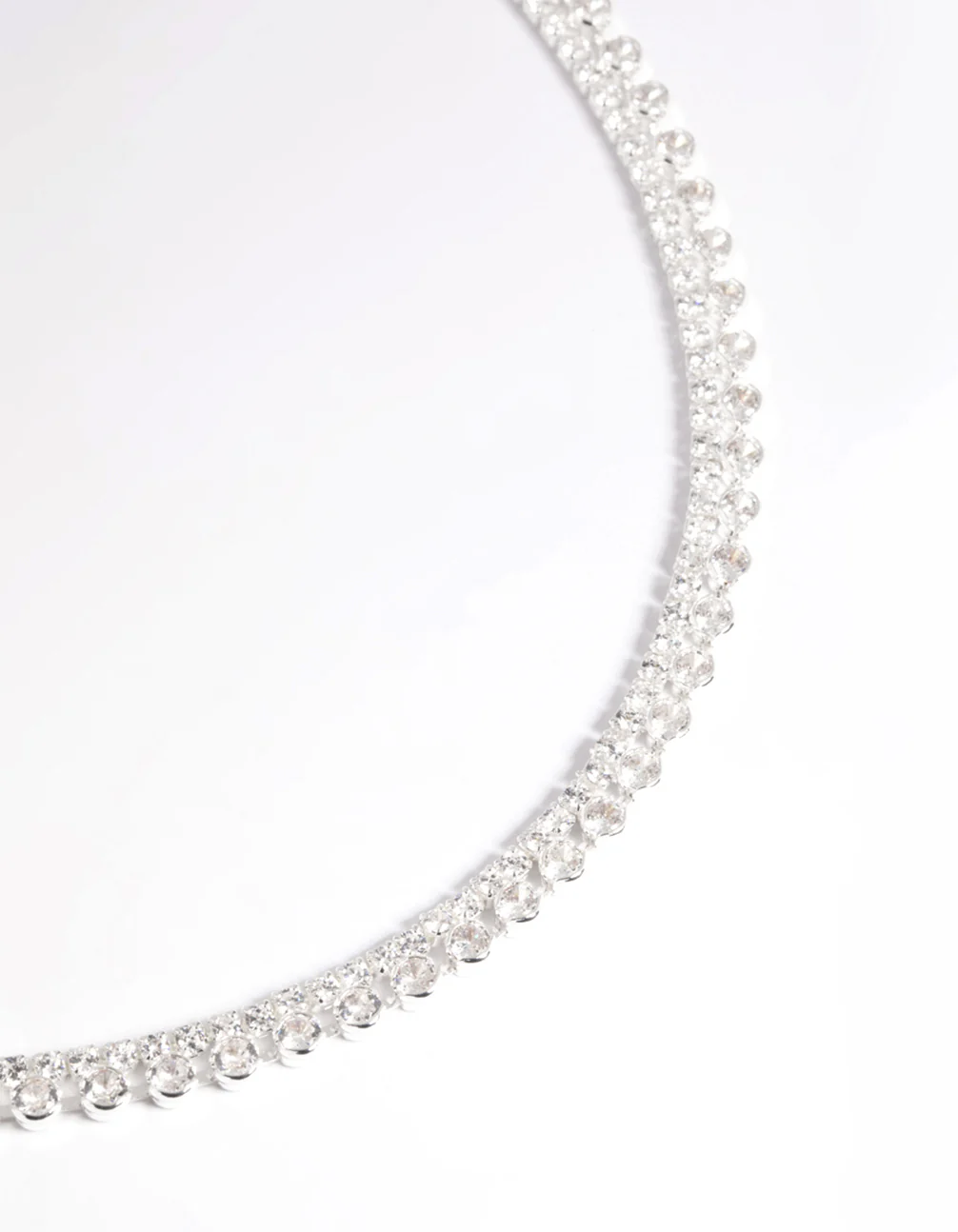 Silver Double Row Tennis Necklace - Image 3