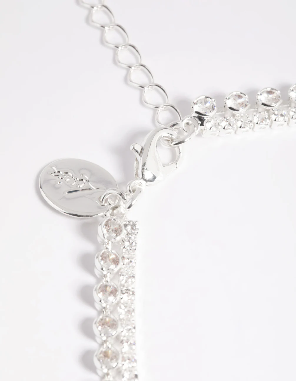 Silver Double Row Tennis Necklace - Image 5