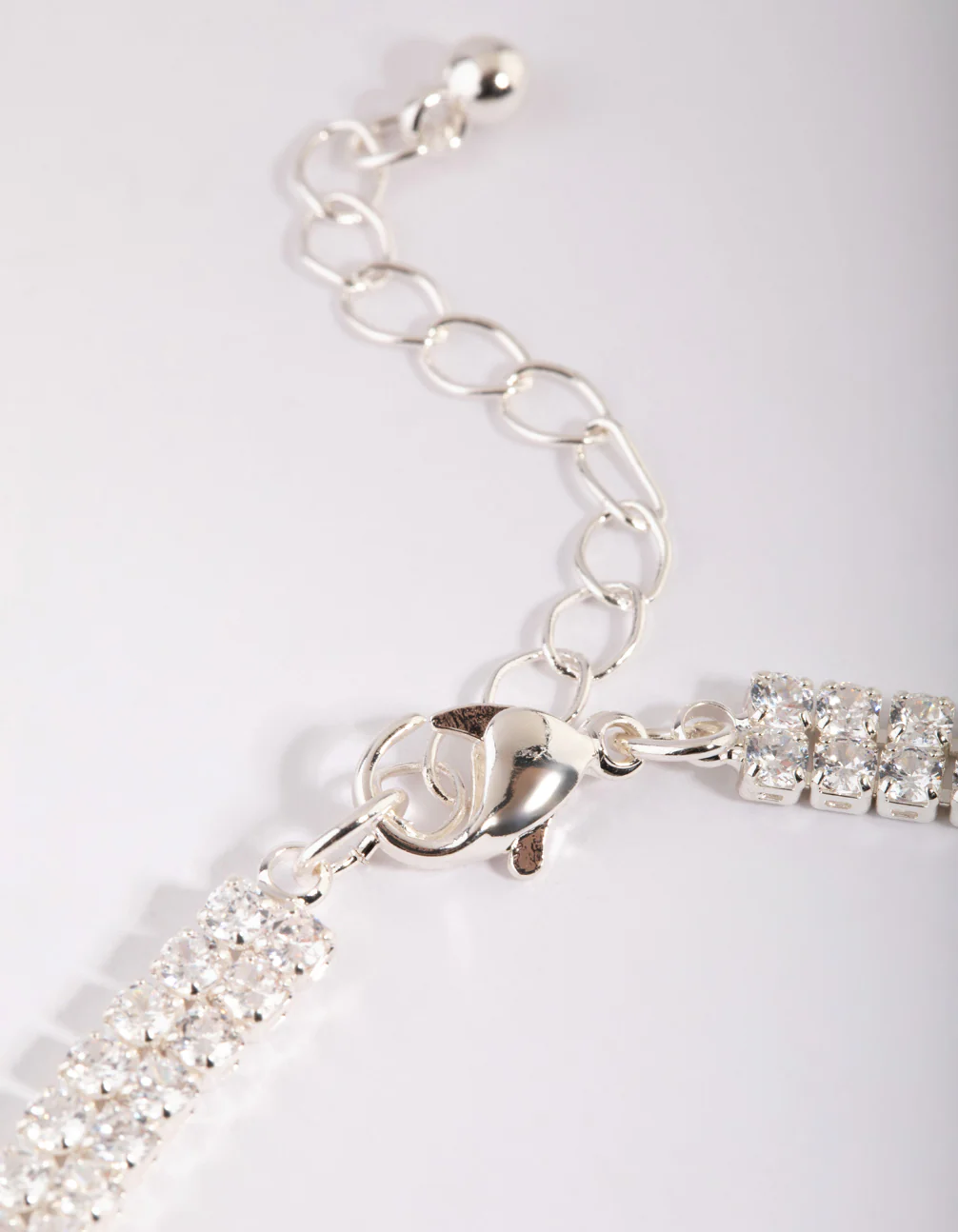 Silver Cubic Zirconia Layered Anklet - Image 3